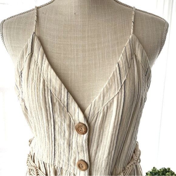Zara Belted Striped Dress Beige Size Medium NWT - Picture 12 of 16